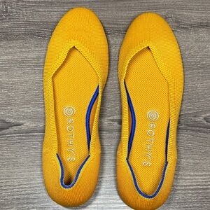Rothy's Mustard Knit Flats with Blue Accent